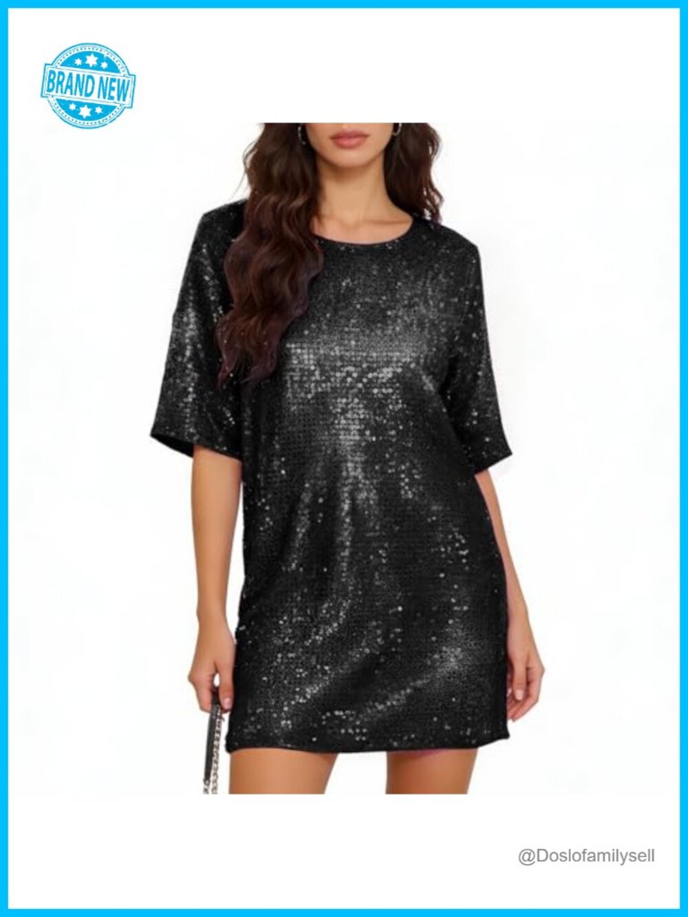 Reversible Sequin Cocktail Party Dress Short Sleeve Shift